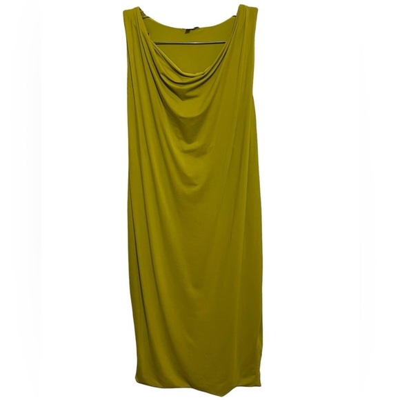 MaxMara chartreuse cowl neck sleeveless midi dress - Picture 4 of 12